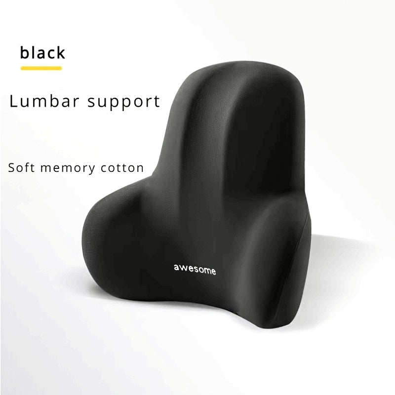 Memory Foam Office Chair Cushion Set - Lumbar Support Pillow, Polyester, Non-Slip & Washable