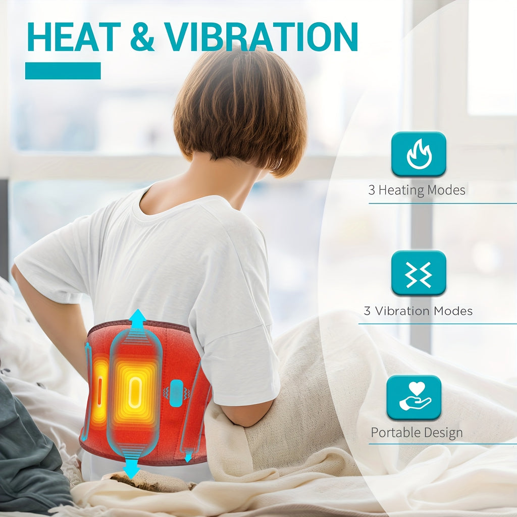 EdsonFit Wireless Massage Belt with Heat & Lumbar Support - USB Rechargeable, 3 Heating & Vibration Modes